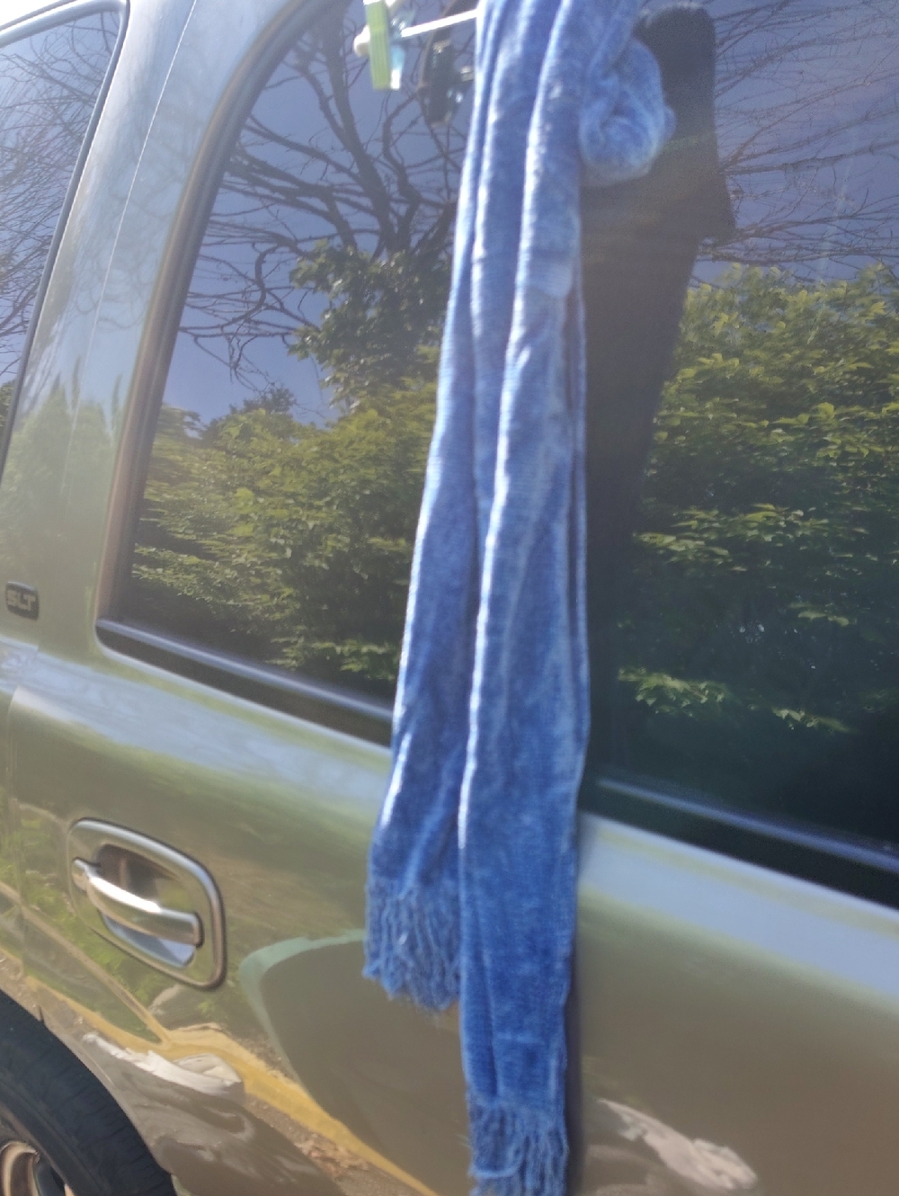 Churchill Handwoven Blue Knit Scarf - Soft Fringe